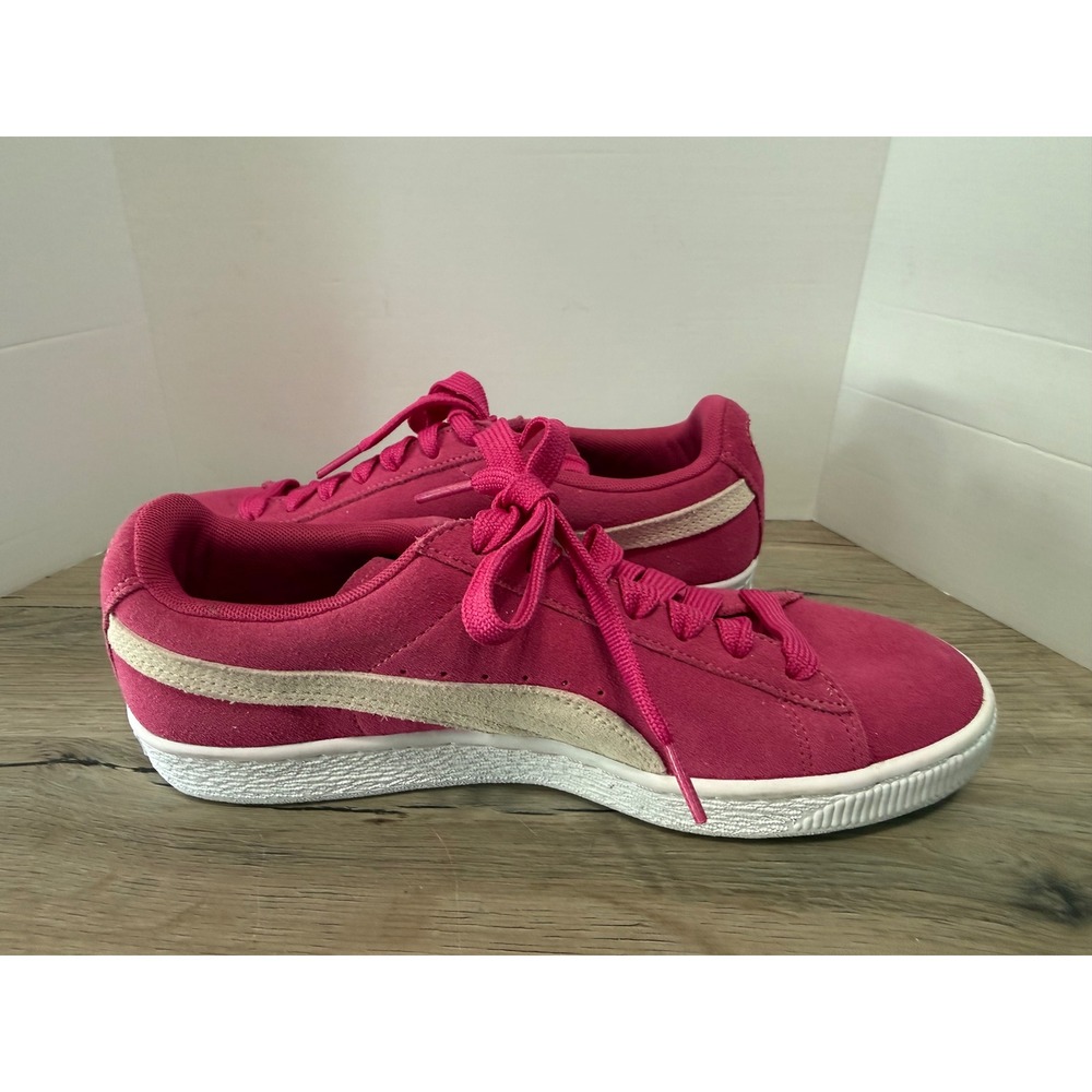 Puma Suede Classic Sneakers Womens 8.5 Pink White 355462 38 Low Top Retro Shoes - Picture 7 of 9